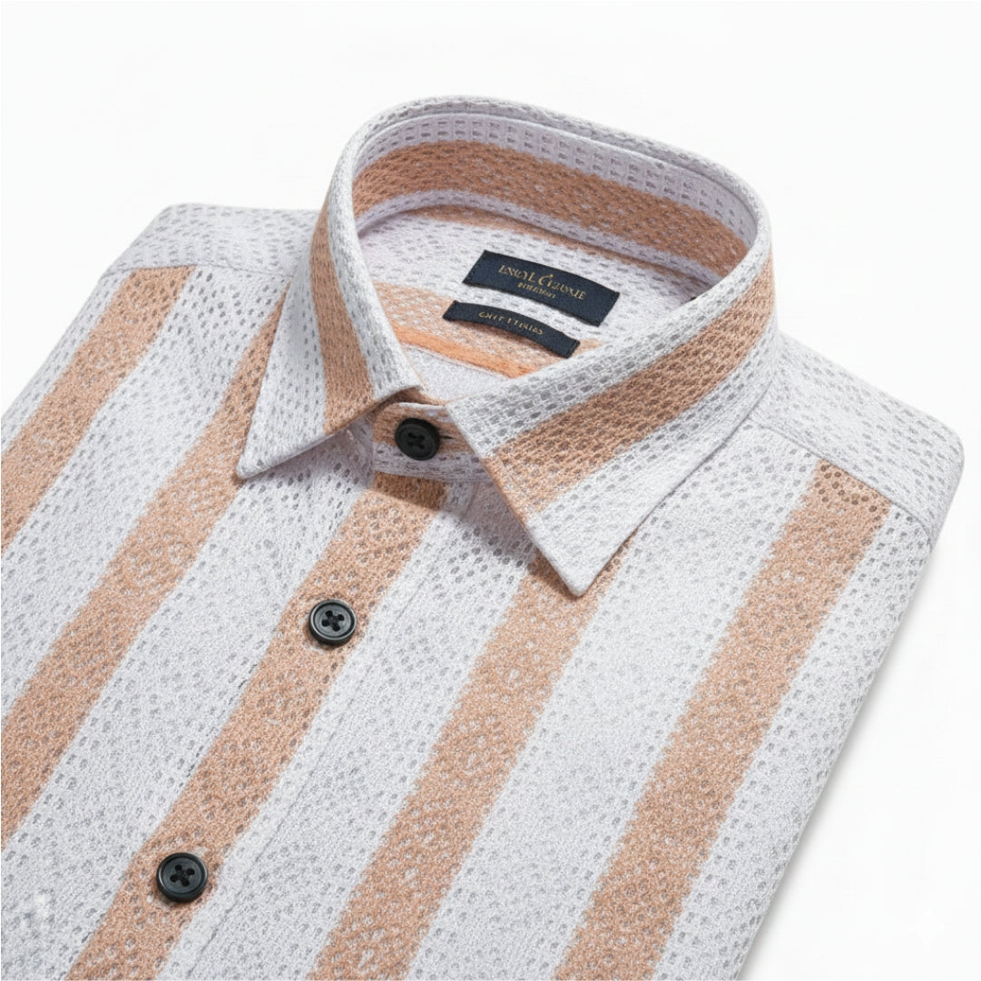 Men Orange Net Shirt - UHSS-6