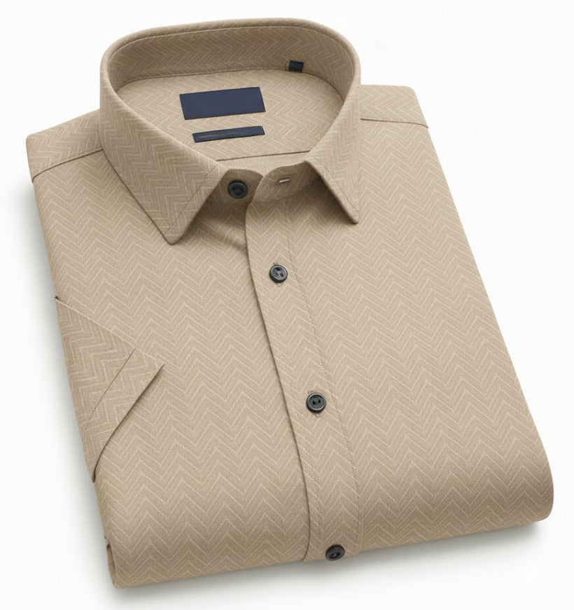 Men Beige Plain Textured Shirt - SHS-136