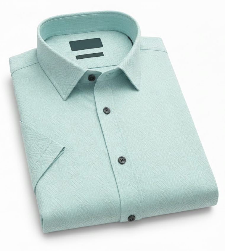 Men Turqoise Plain Textured Shirt - SHS-138