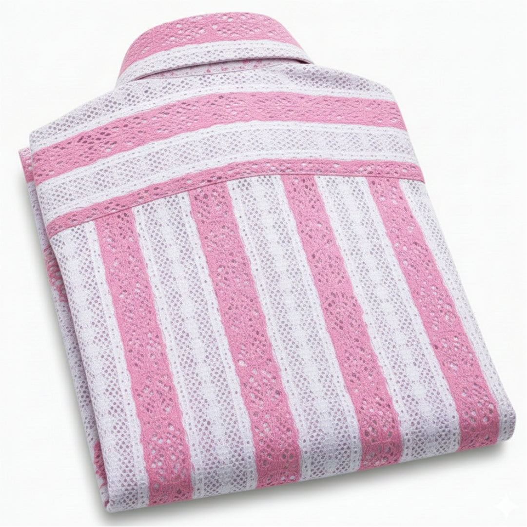 Men Pink Net Shirt - UHSS-5