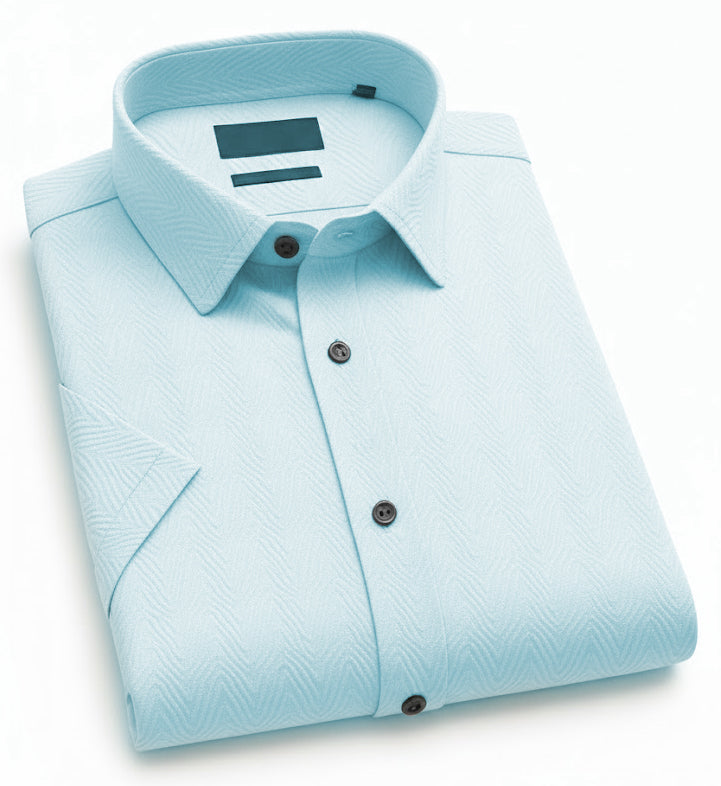 Men Light Blue Plain Textured Shirt - SHS-140