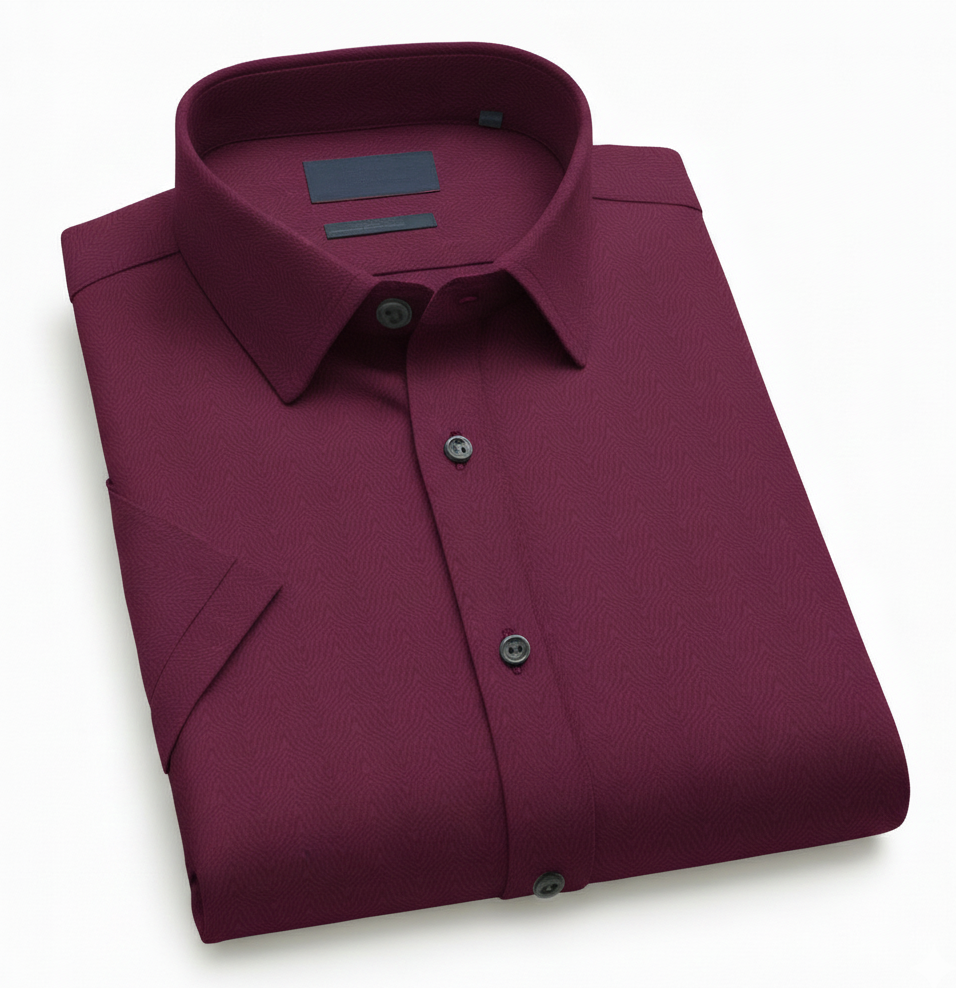 Men Maroon Plain Textured Shirt - SHS-145