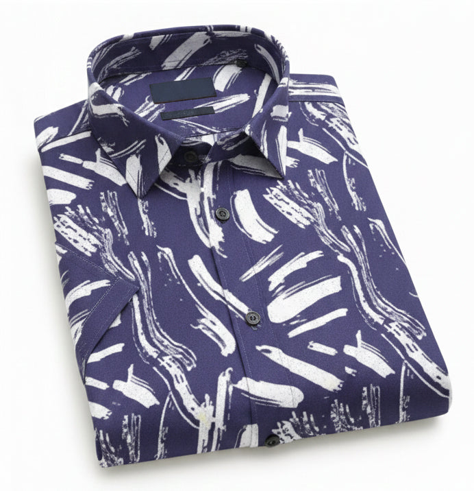 Men Blue Classy Print Shirt - UHSS-128