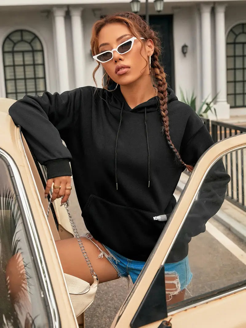 Women Black Winter Hoodie