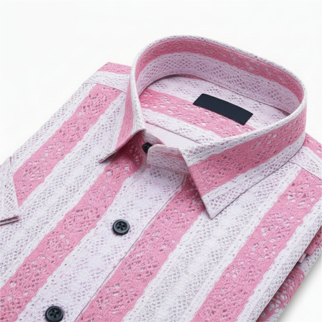 Men Pink Net Shirt - UHSS-5