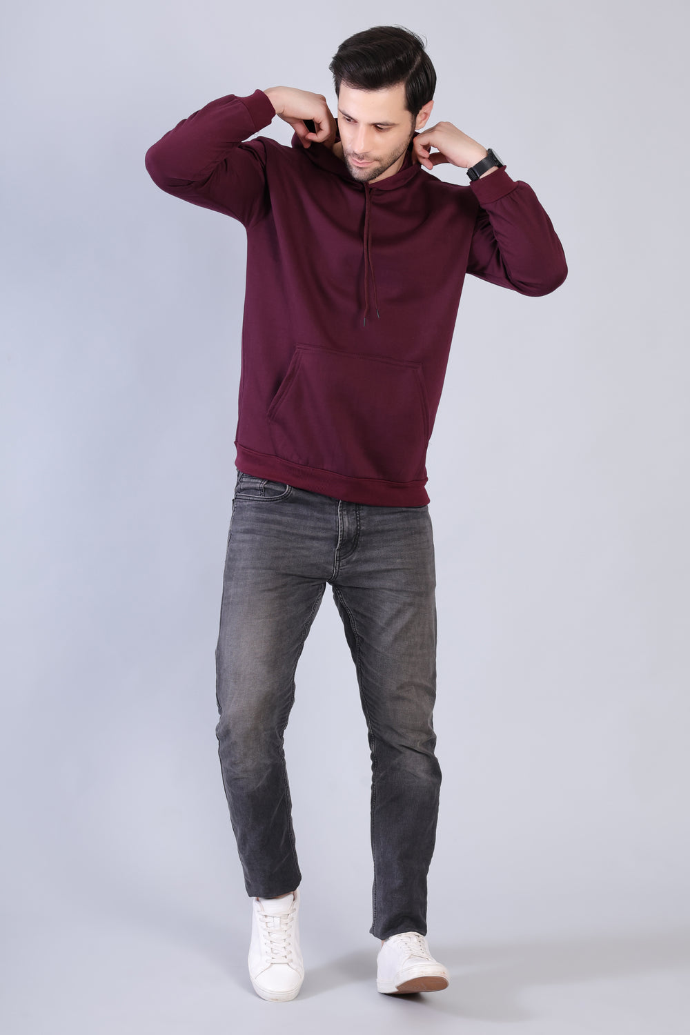 Men Maroon Hoodie for Winter | HD-413