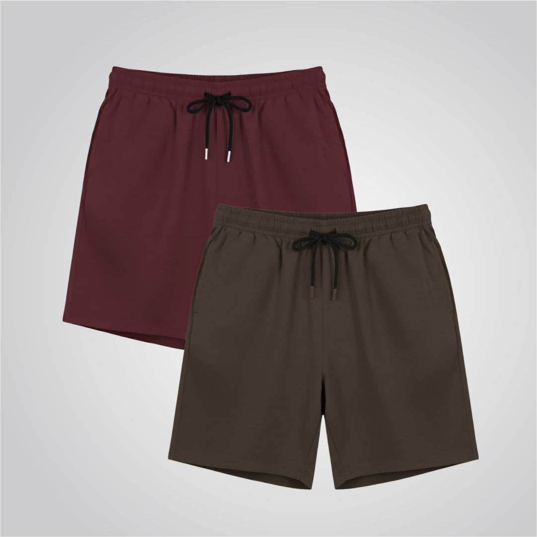 Dark Green and Maroon Short for Men Pack of 2,(SH-335,331)
