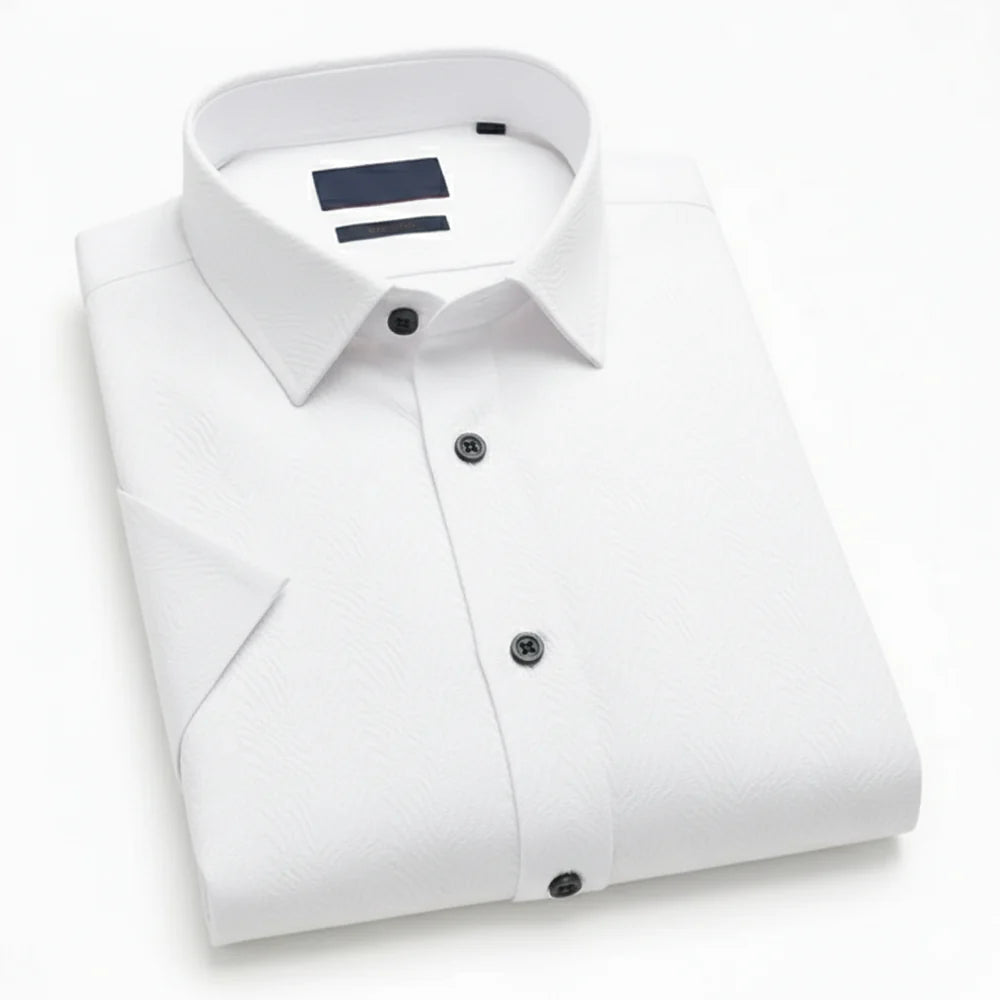 Men White Plain Textured Shirt - SHS-142