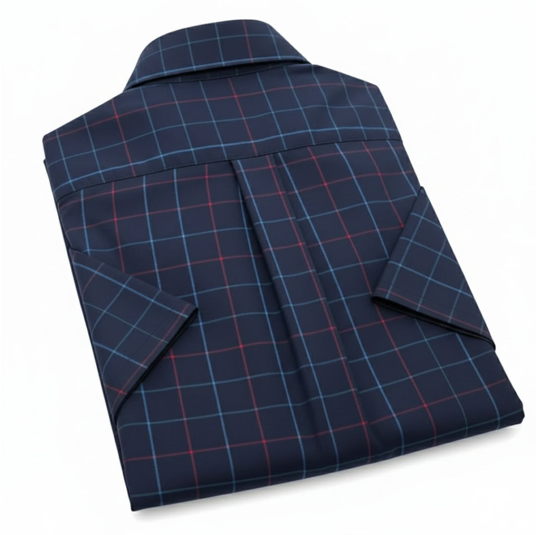Men's Casual Half Sleeve Shirt- Checkered Navy | UHSS-155
