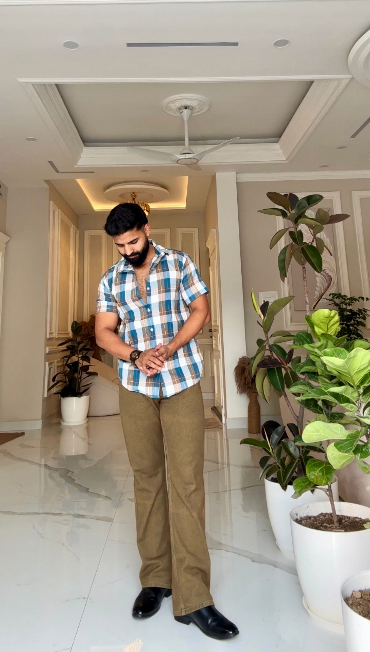 Classic Blue Check Shirt | Breathable & Durable Men’s Shirts for Everyday Wear | UHSS-16