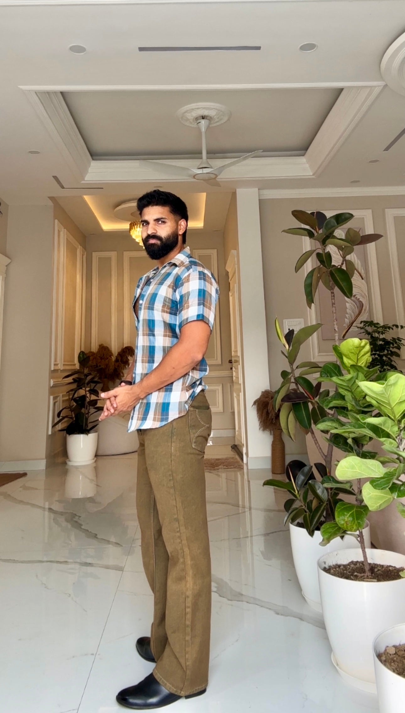 Classic Blue Check Shirt | Breathable & Durable Men’s Shirts for Everyday Wear | UHSS-16