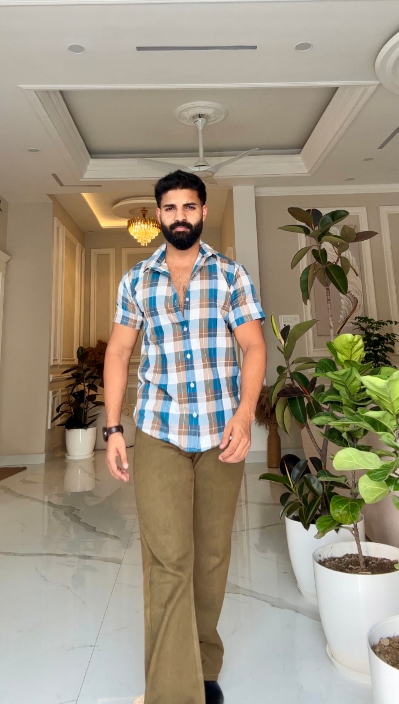 Classic Blue Check Shirt | Breathable & Durable Men’s Shirts for Everyday Wear | UHSS-16