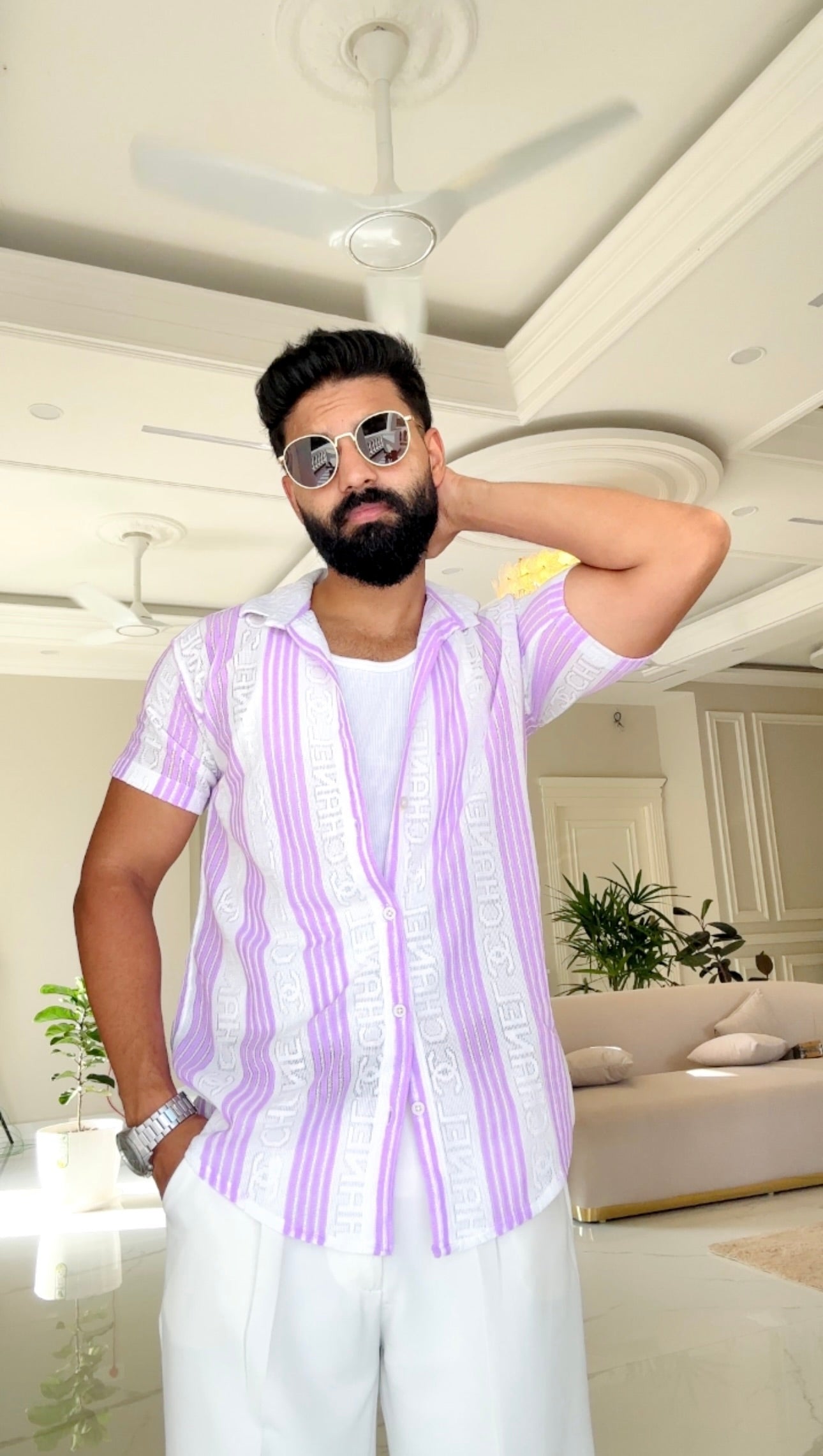 Men's Casual Half Sleeve Shirt - Striped Multicolor | SHS-179