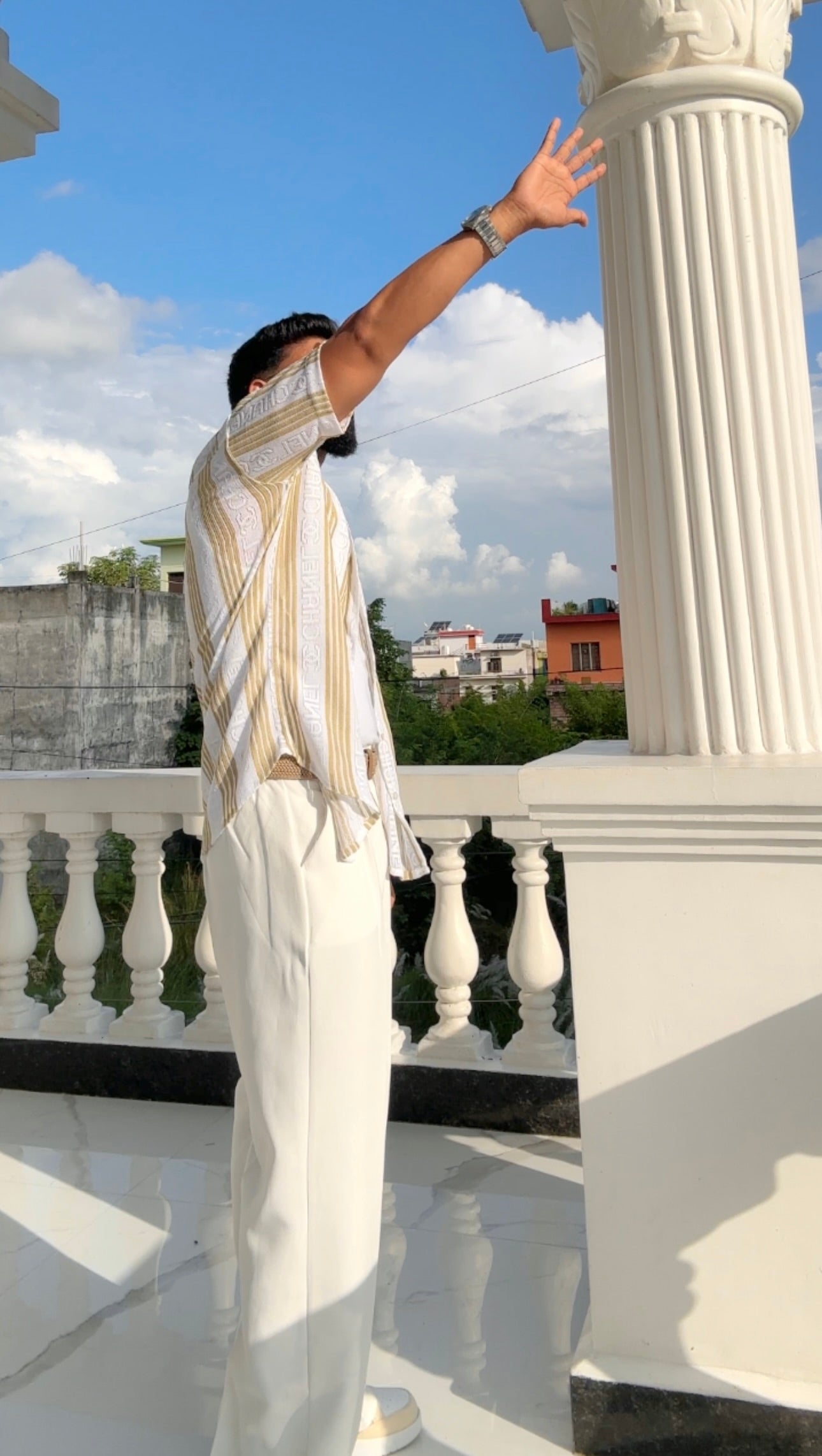 Men's Casual Half Sleeve Shirt - Striped Multicolor | SHS-175