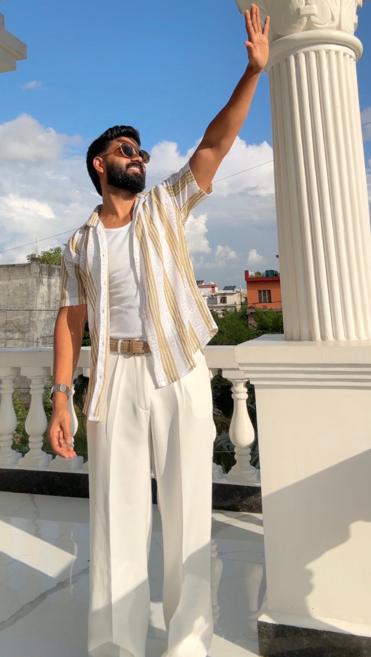 Men's Casual Half Sleeve Shirt - Striped Multicolor | SHS-175