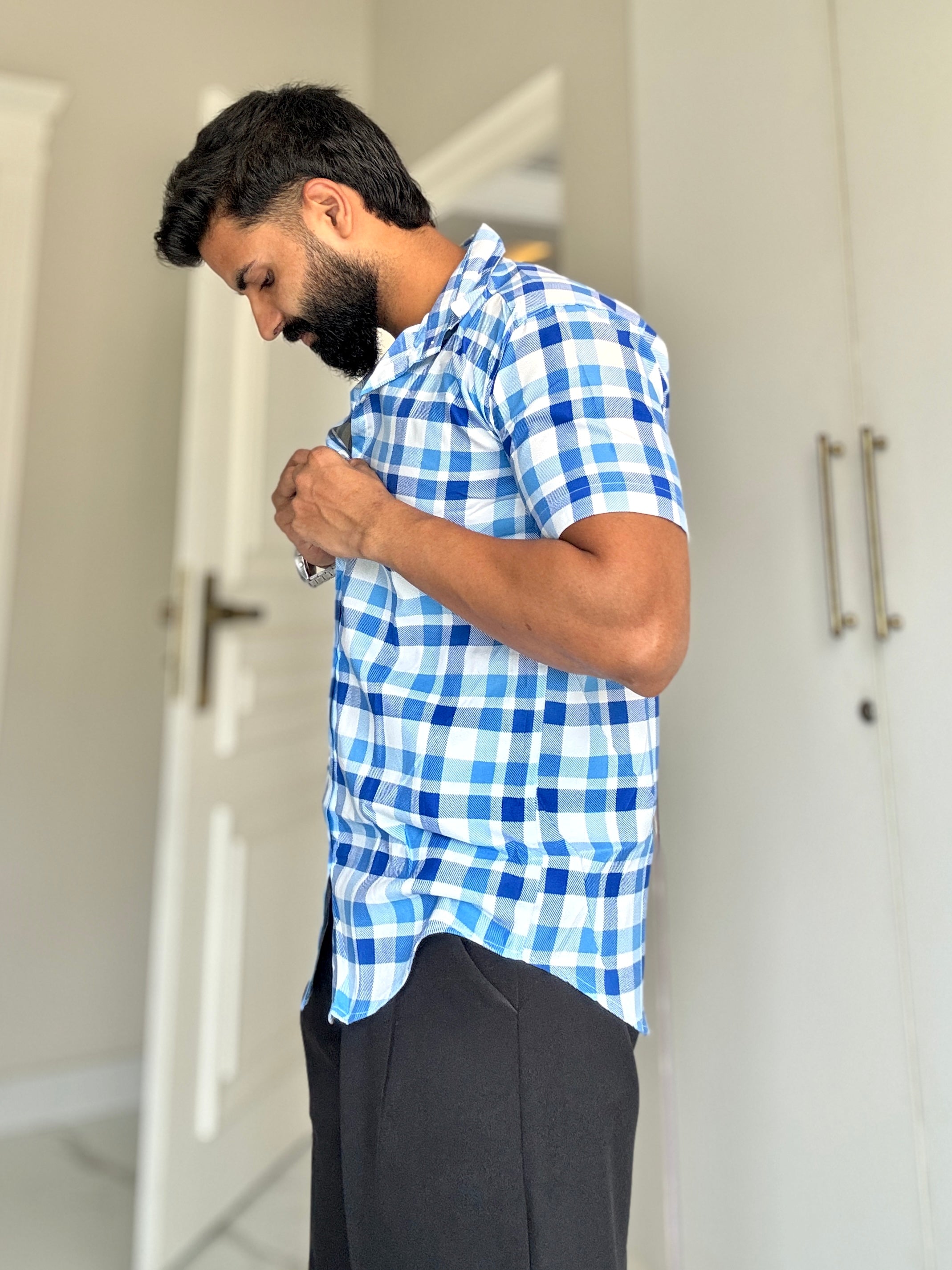 Men's Casual Half Sleeve Shirt - Check |UHSS-158