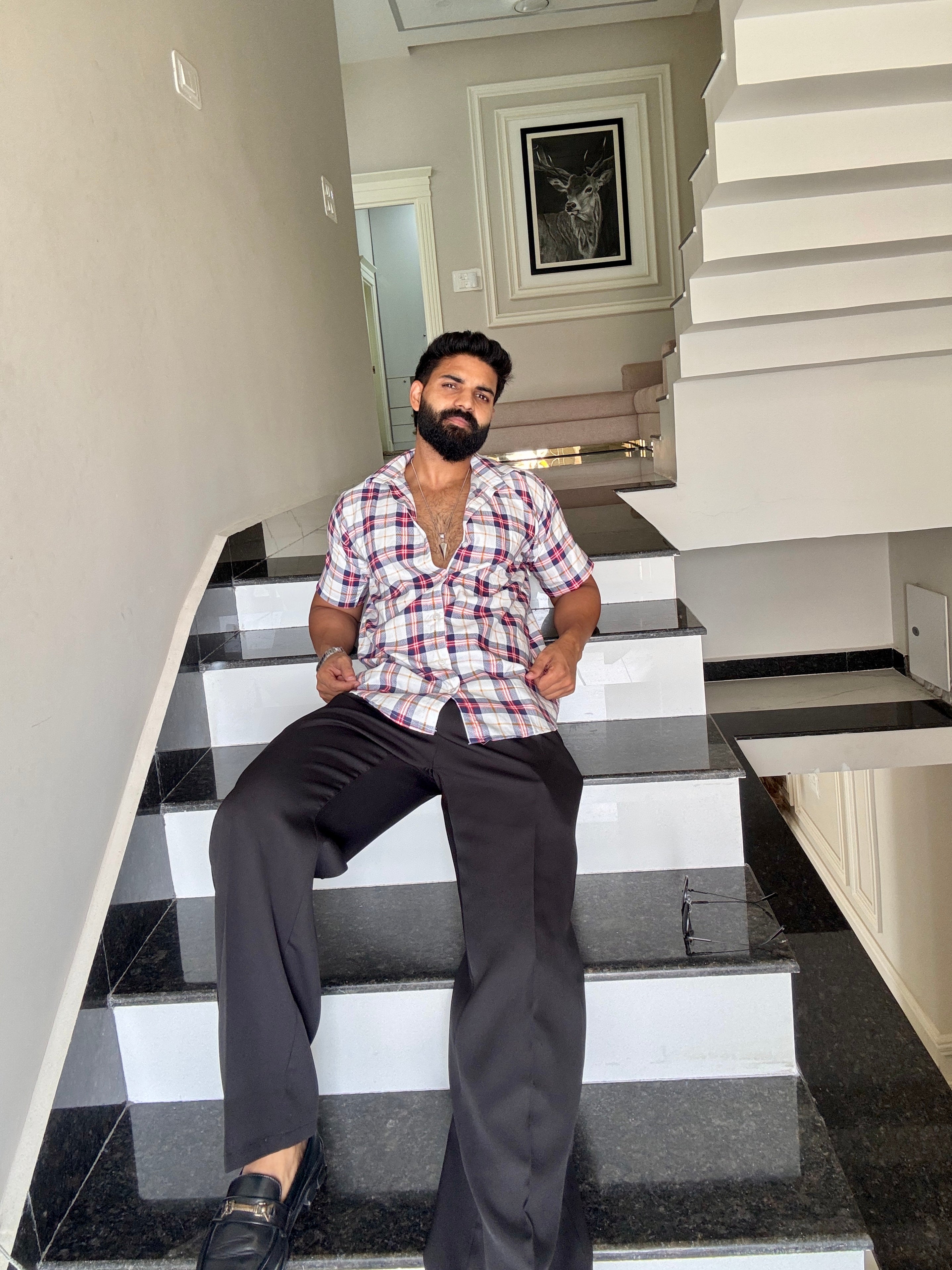 Men's Casual Half Sleeve Shirt - Check | UHSS-160