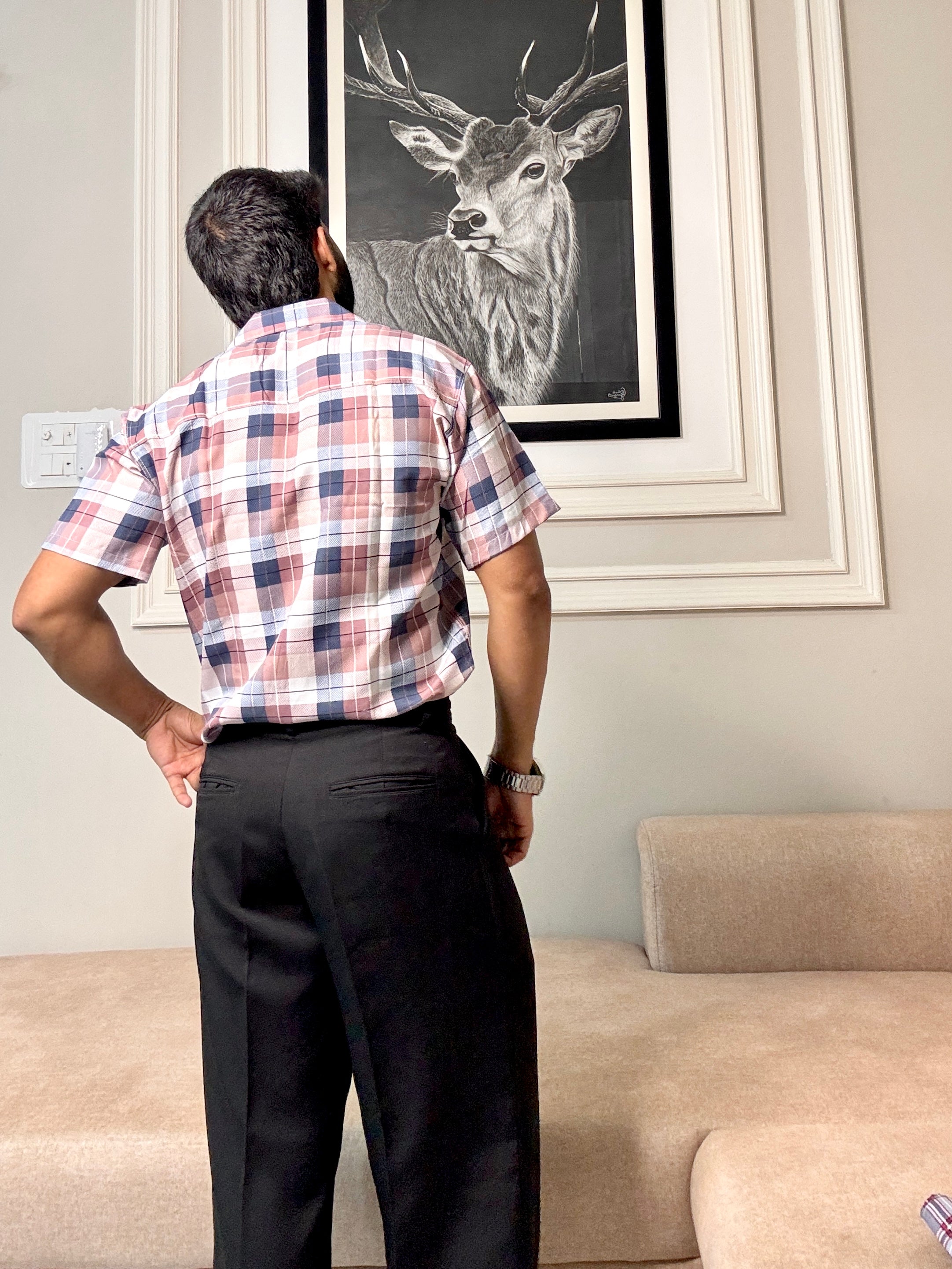 Men's Casual Half Sleeve Shirt - Check Multi | UHSS-163