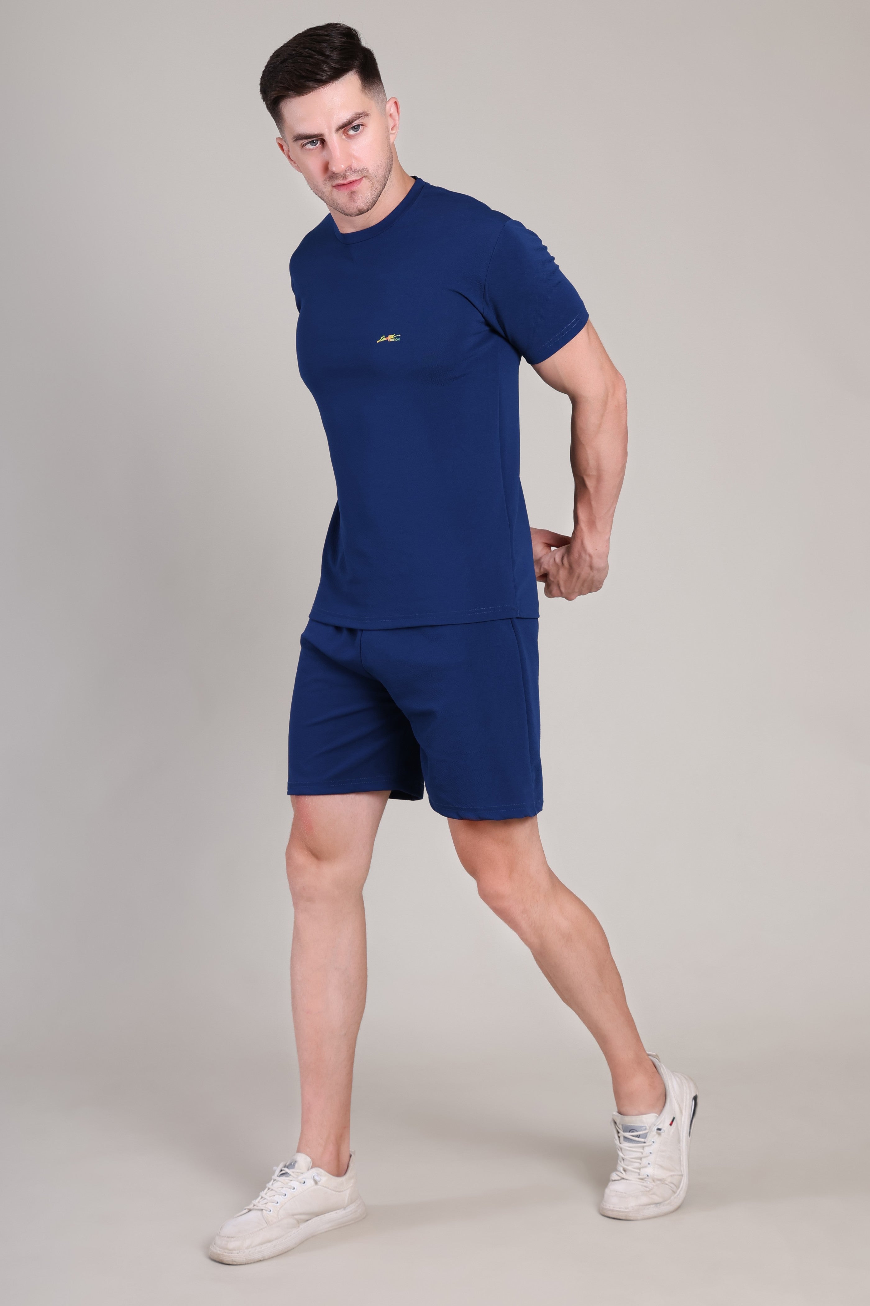 Navy Blue Cotton Co-Ord Set (Tshirt+Short) | NS-30