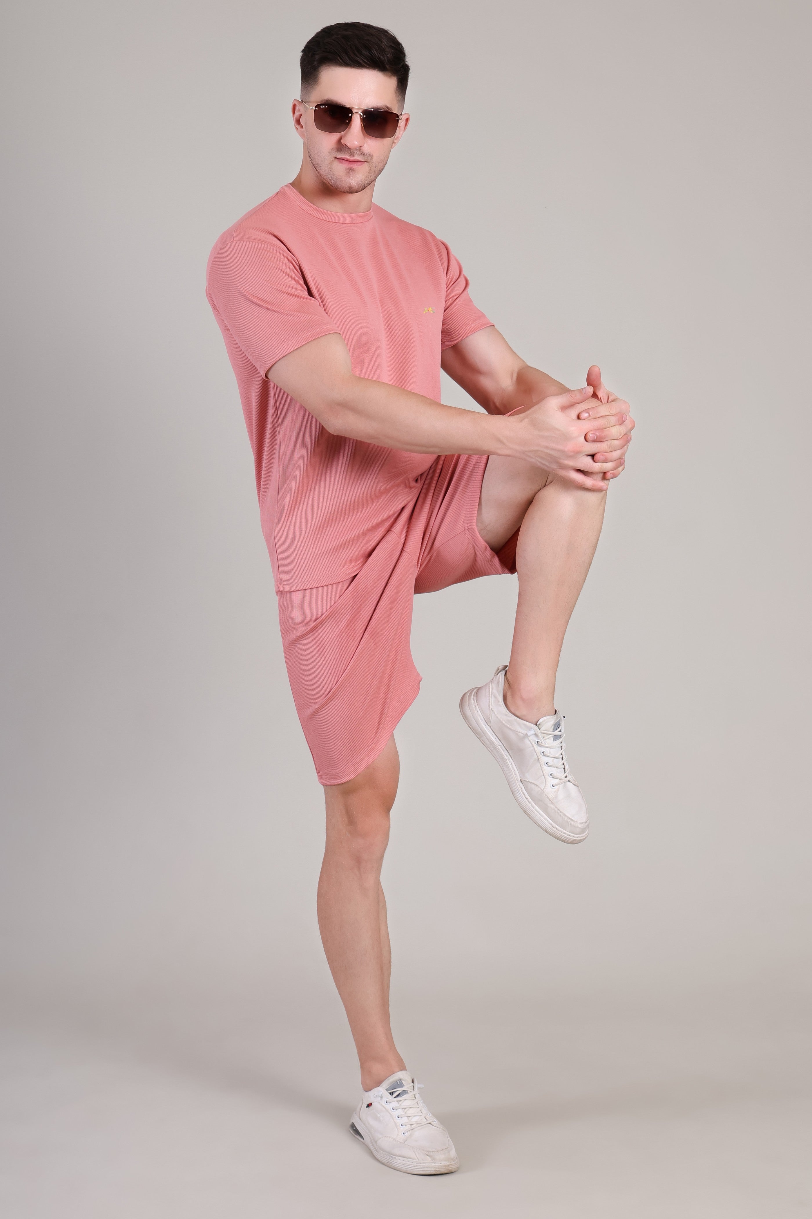 Salmon Pink Cotton Co-Ord Set (Tshirt+Short) | NS-24