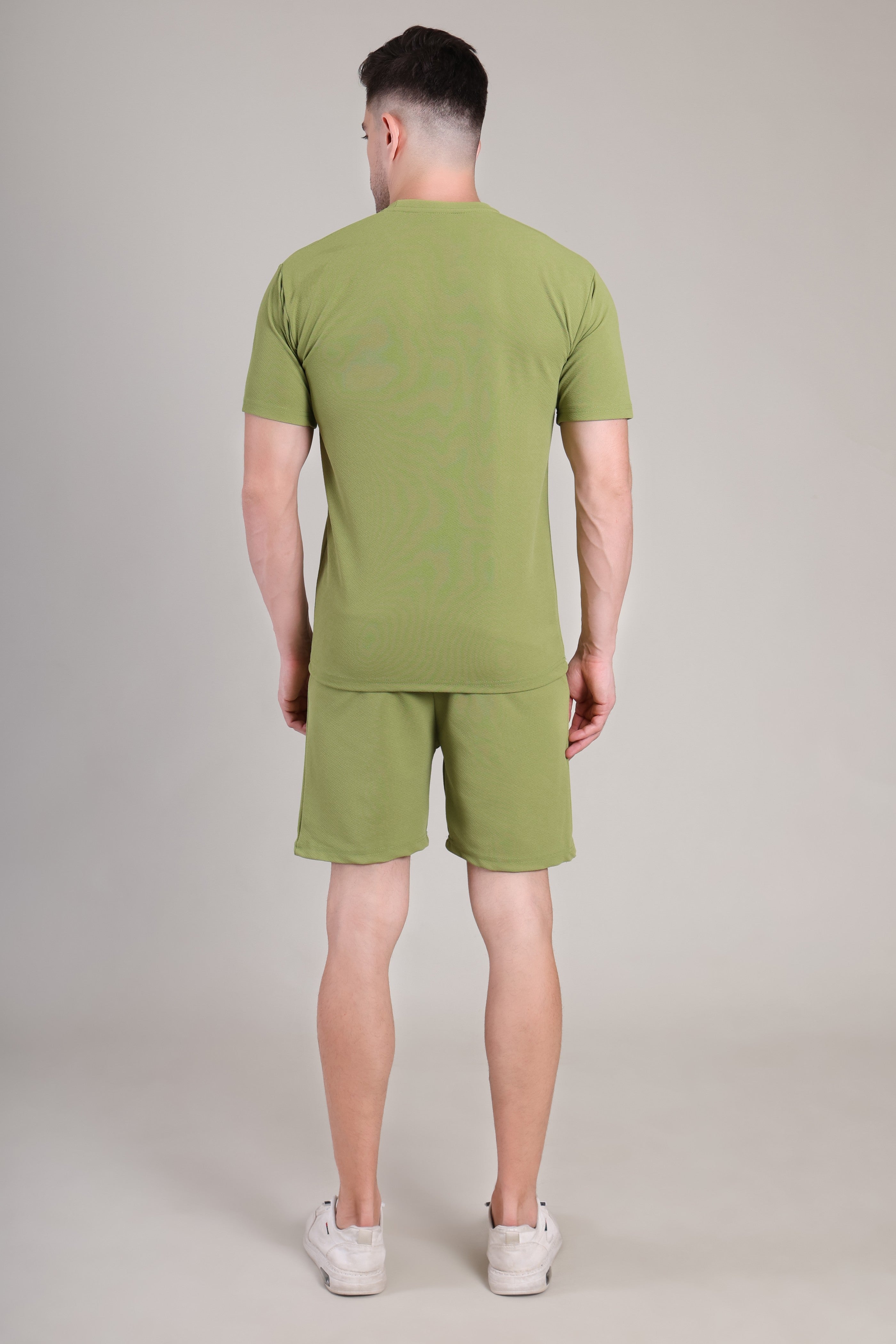 Army Green Cotton Co-Ord Set (Tshirt+Short) | NS-32