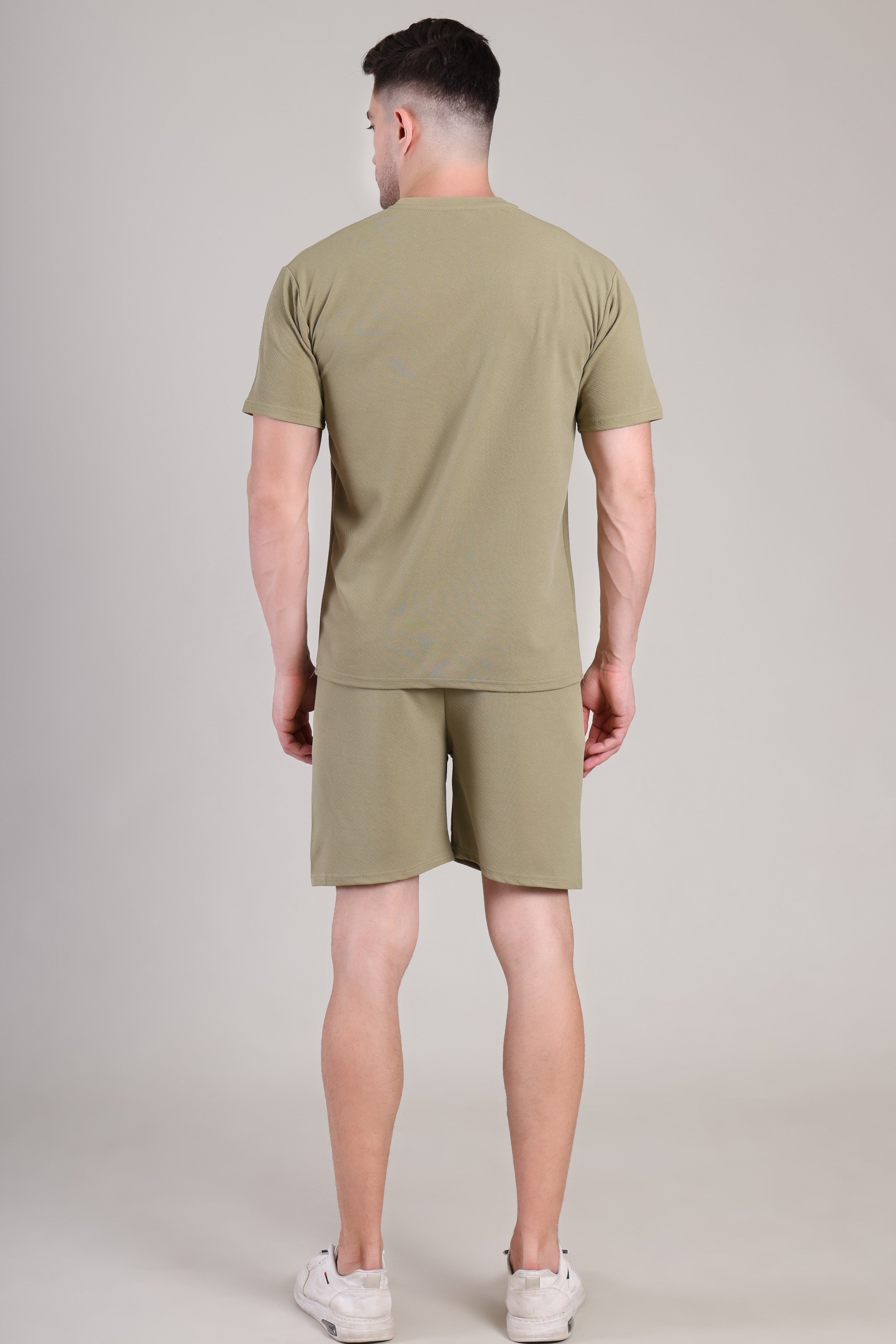 Olive Green Cotton Co-Ord Set (Tshirt+Short) | NS-33