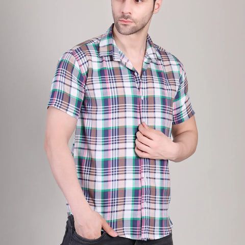 Men's Casual Printed Half Sleeve Shirt - Multicolor | UHSS-162