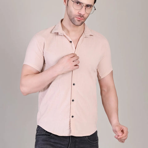 Men's Casual Half Sleeve Shirt - Peach | SHS-143