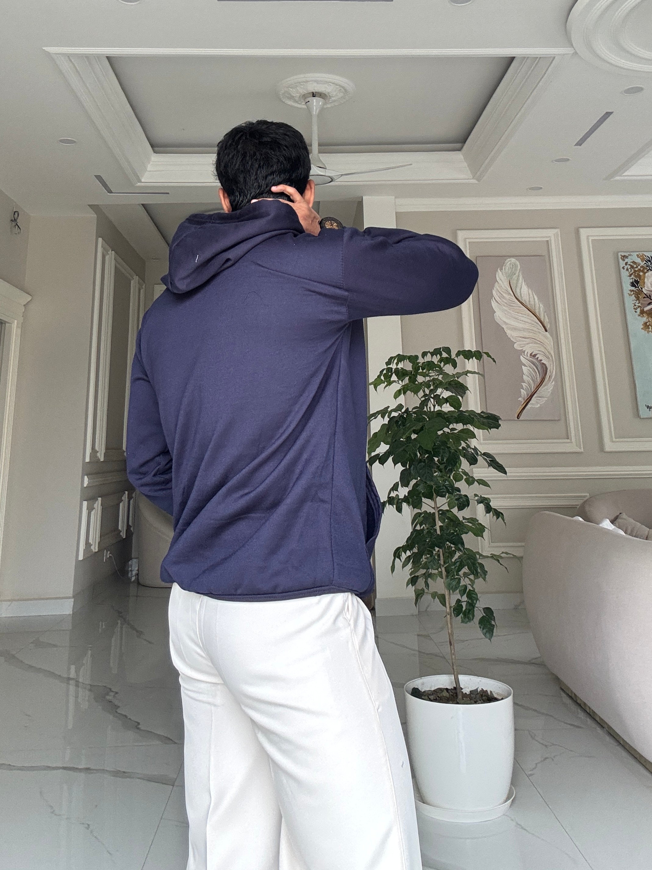 Men Dark Blue Hoodie for Winter | HD-411