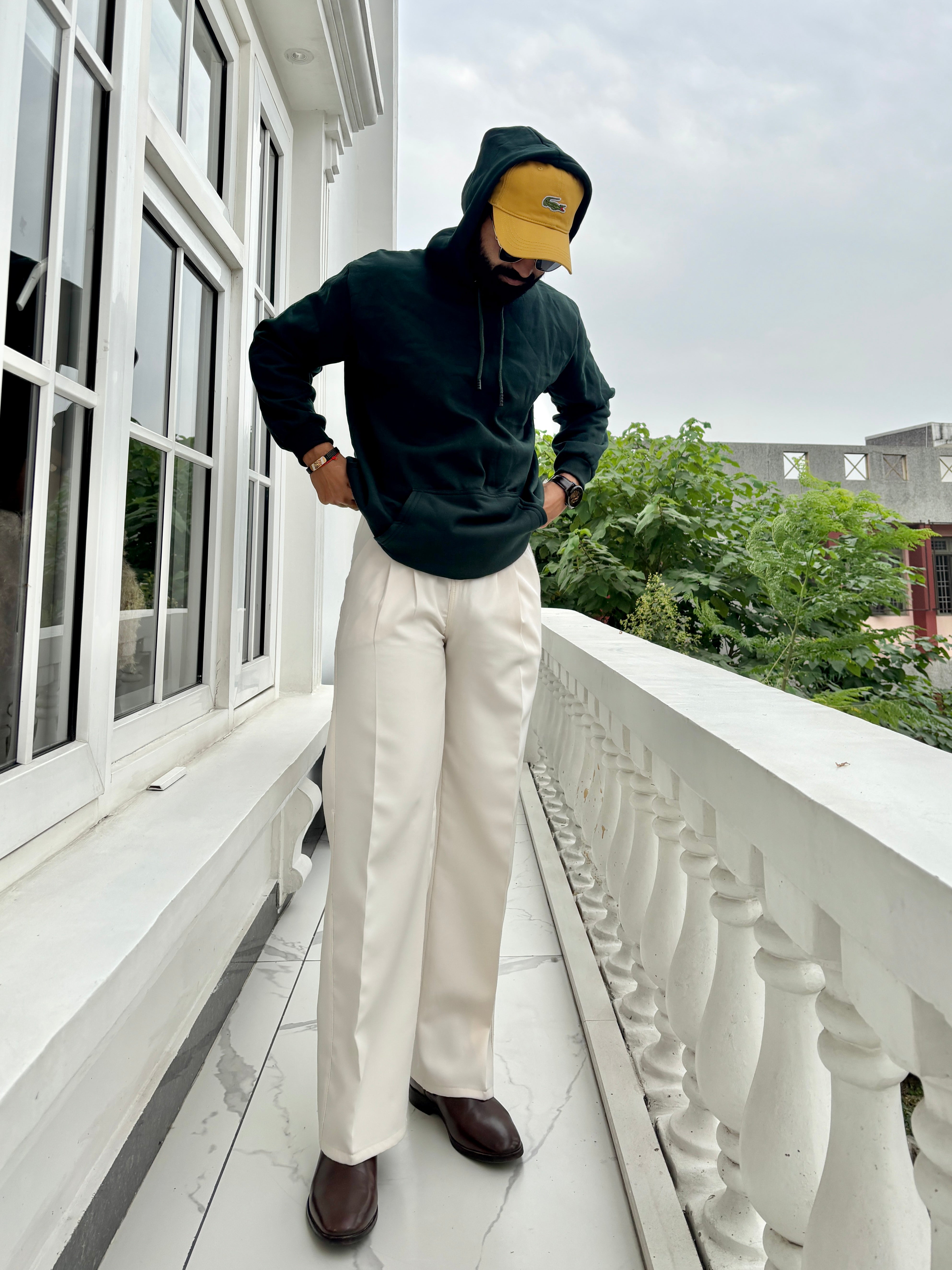 Men Bottle Green Hoodie for Winter | HD-414