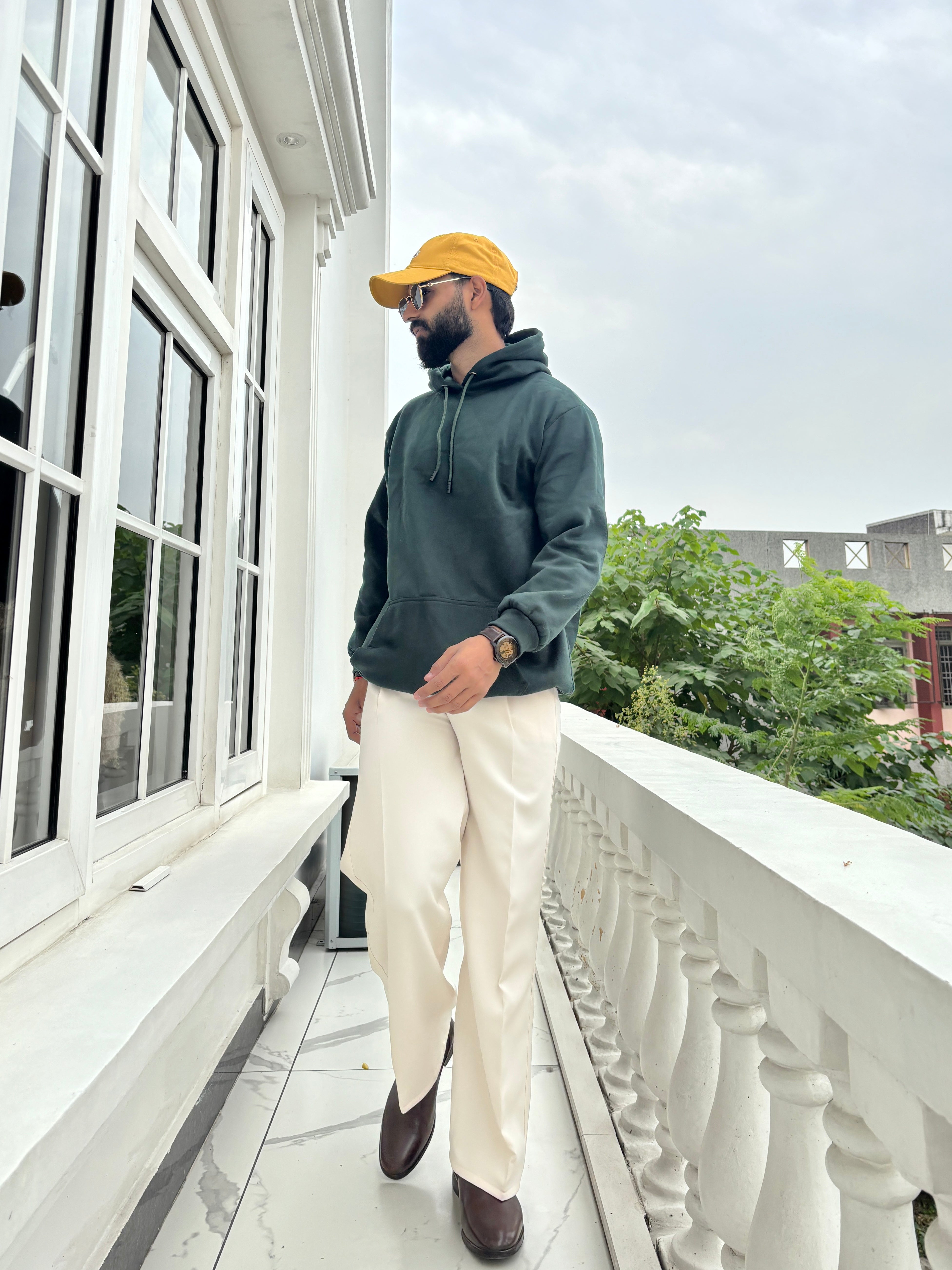 Men Bottle Green Hoodie for Winter | HD-414