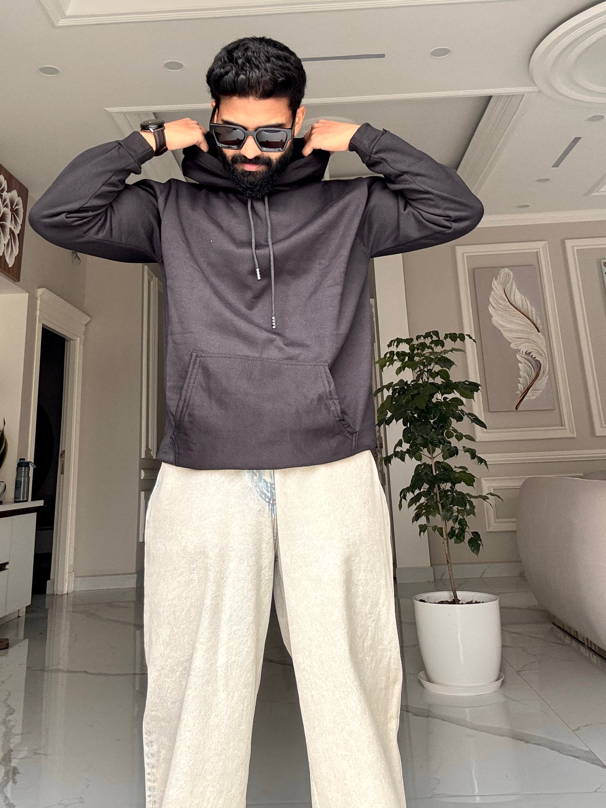 Men Black Hoodie for Winter | HD-412