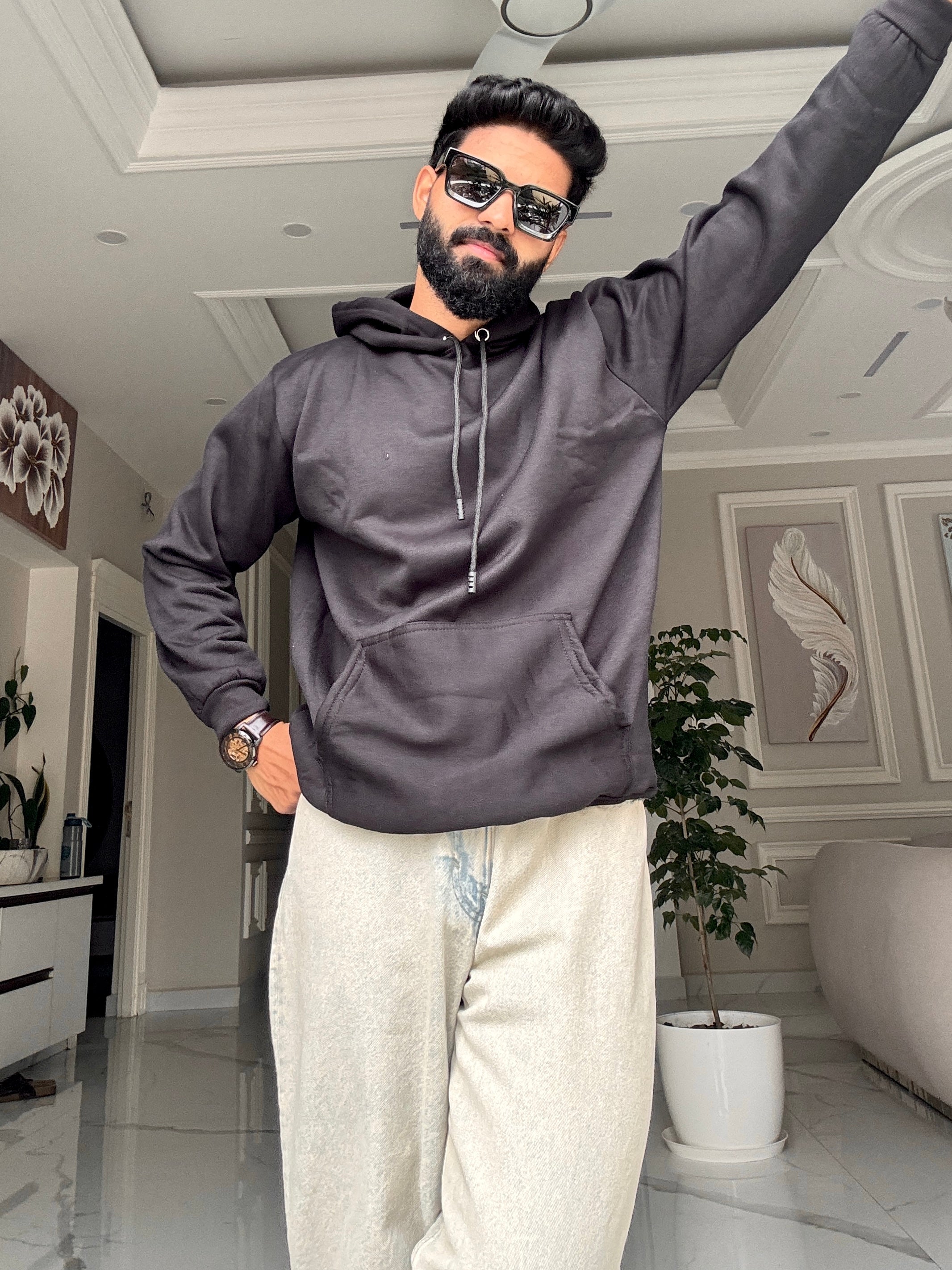 Men Black Hoodie for Winter | HD-412