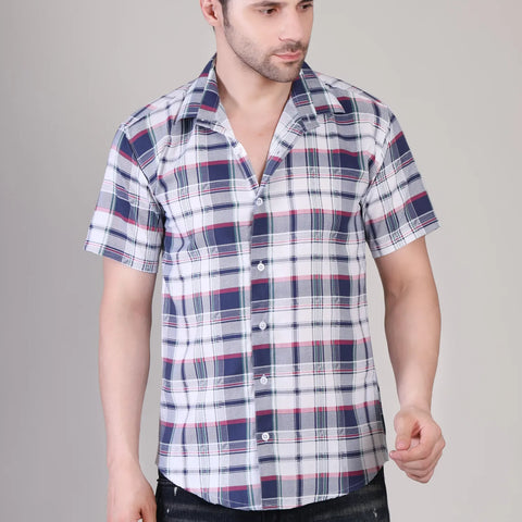Men's Casual Half Sleeve Shirt - Check Multicolor | UHSS-159
