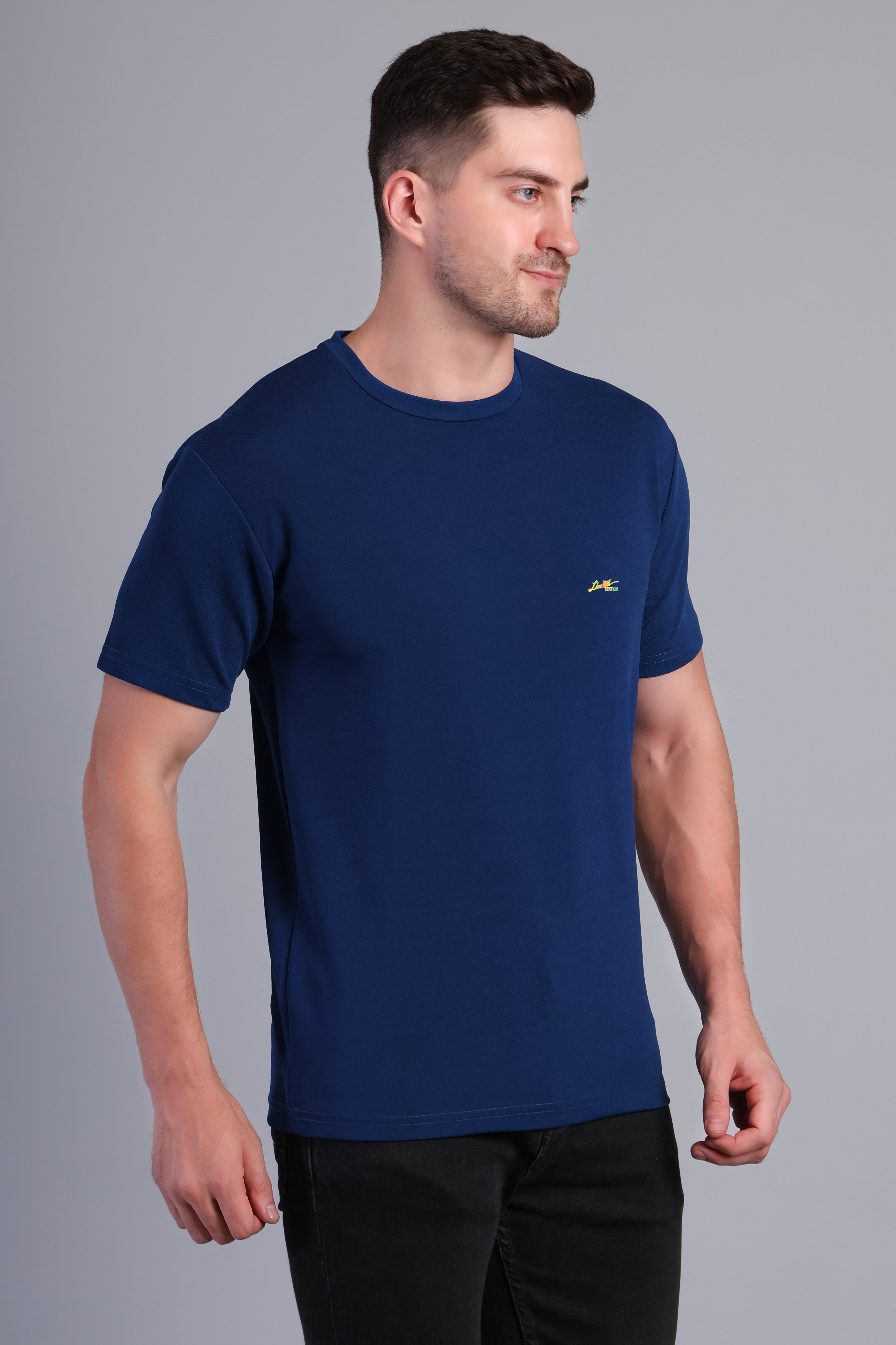 Men’s Navy Blue Round Neck Half Sleeve T-Shirt-TS-230