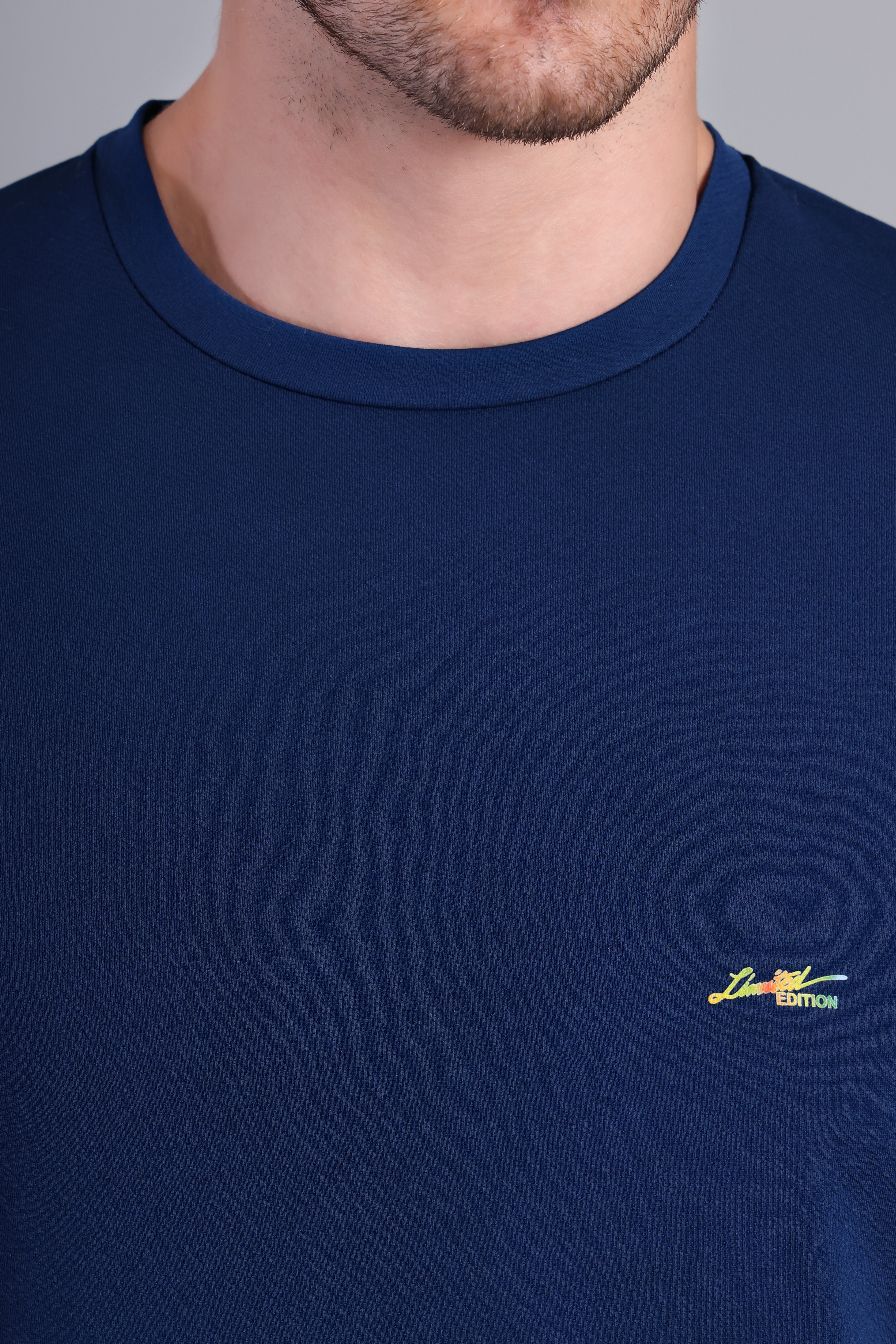 Men’s Navy Blue Round Neck Half Sleeve T-Shirt-TS-230