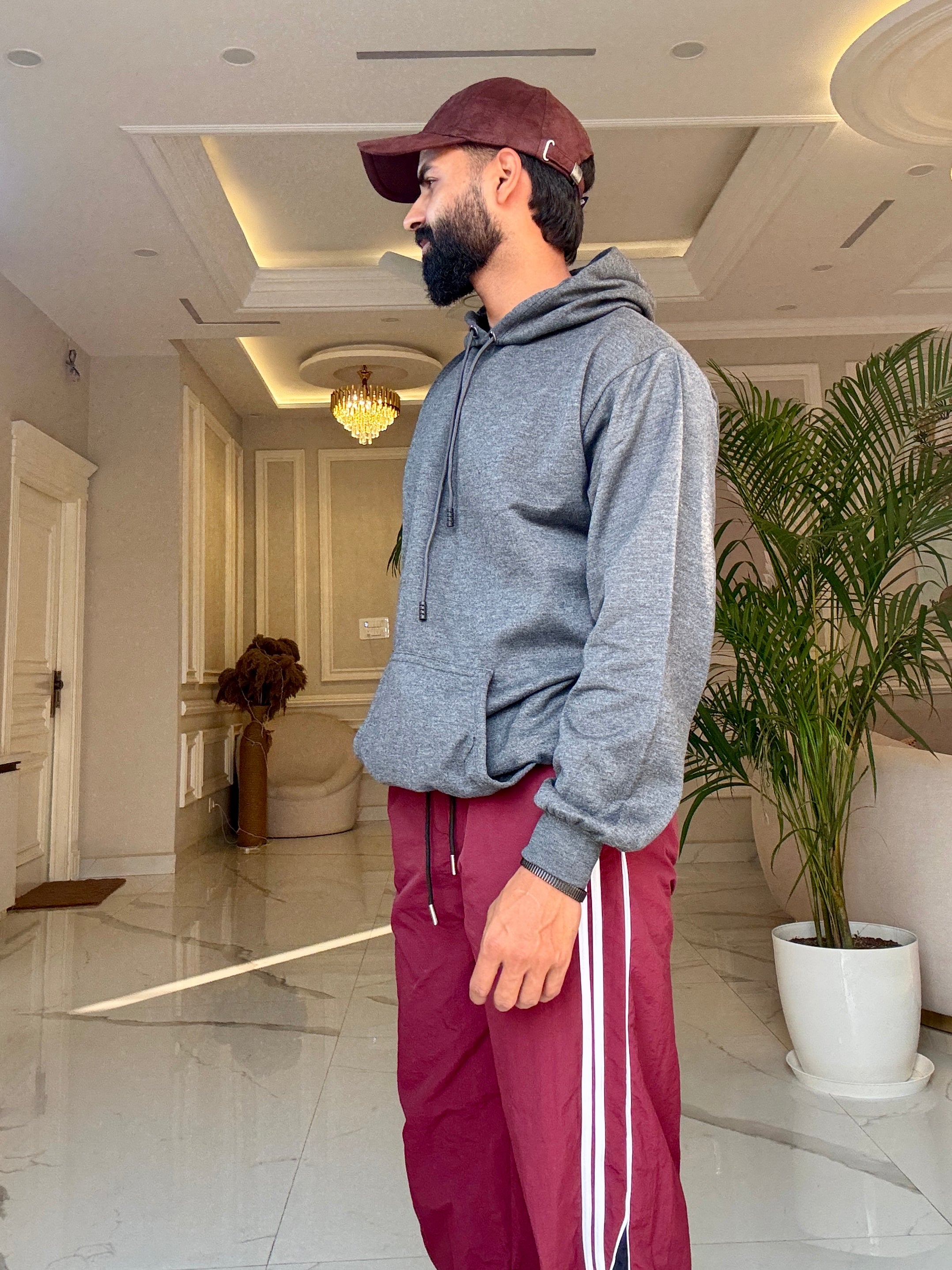 Men Dark Grey Hoodie for Winter