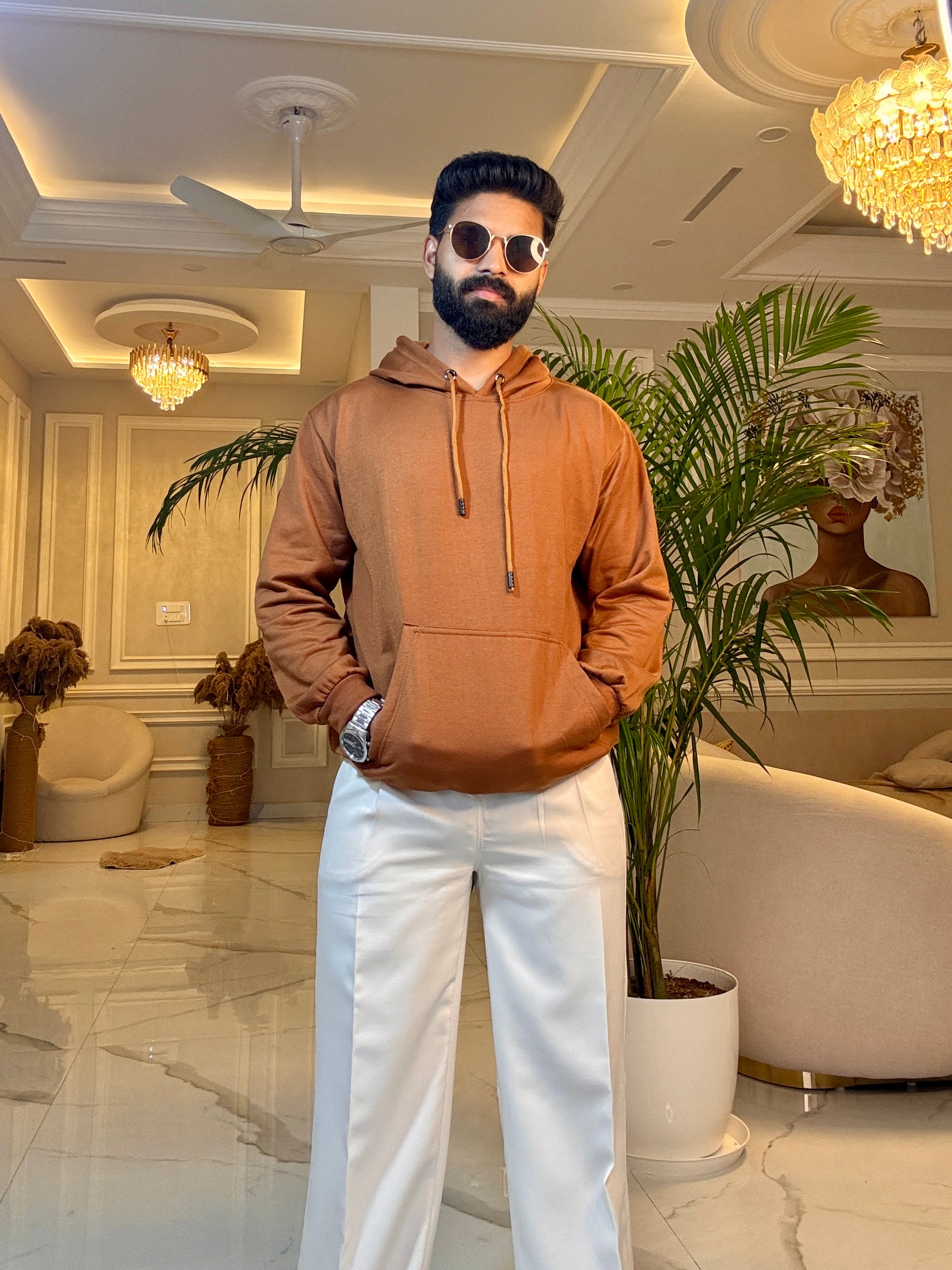 Men Brown Hoodie for Winter