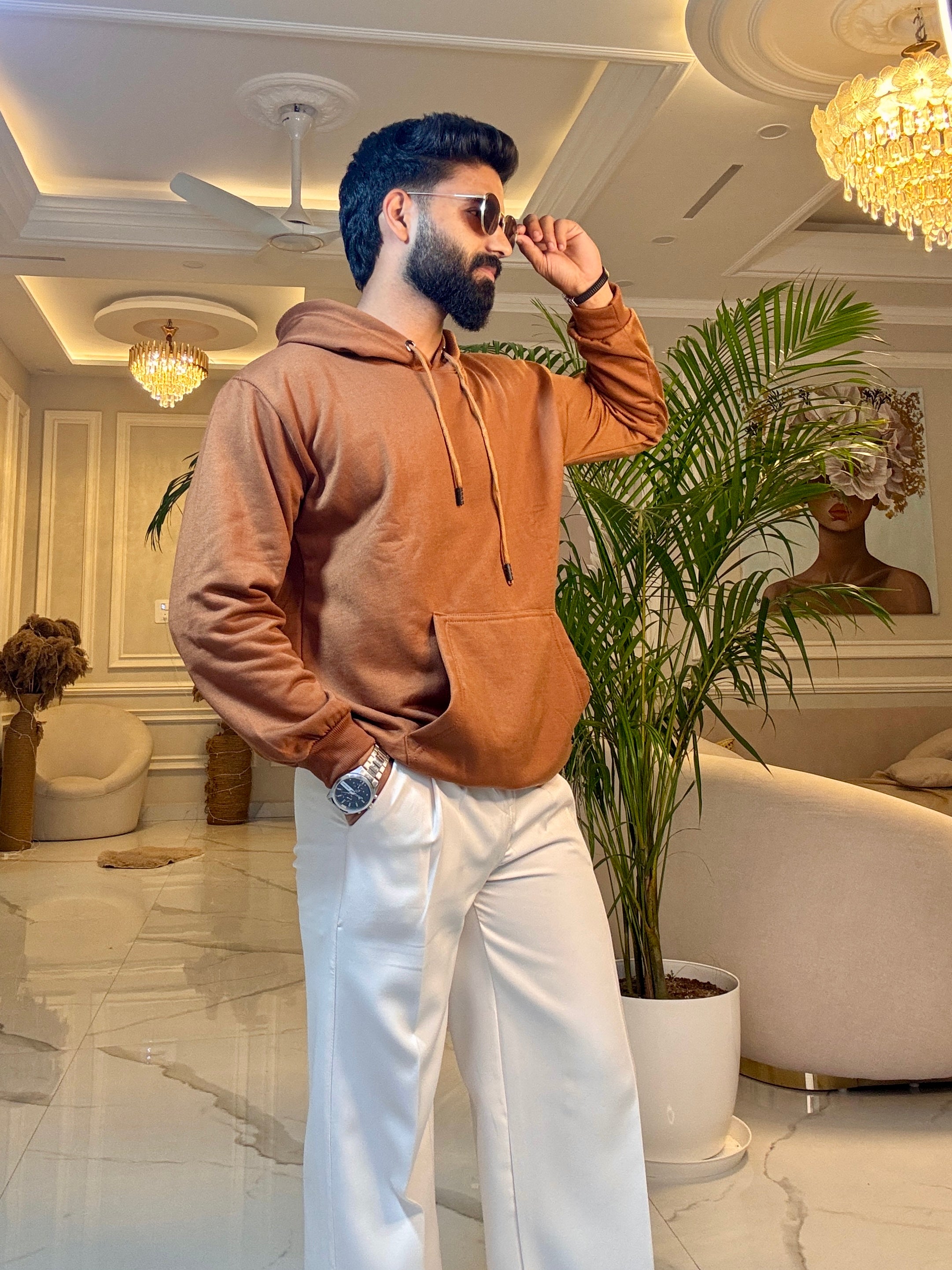 Men Brown Hoodie for Winter