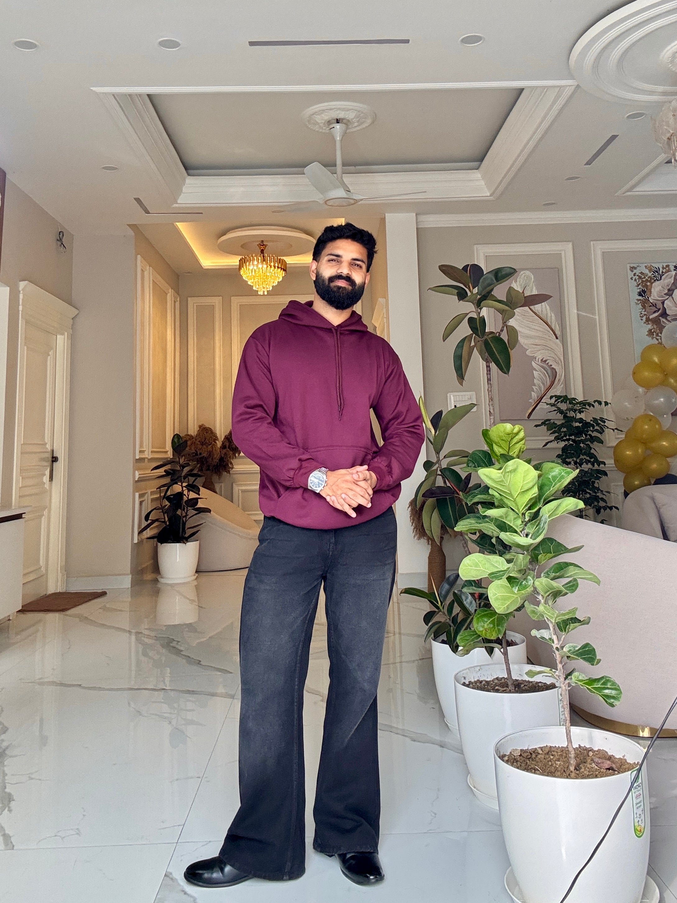 Men Maroon Hoodie for Winter | HD-413