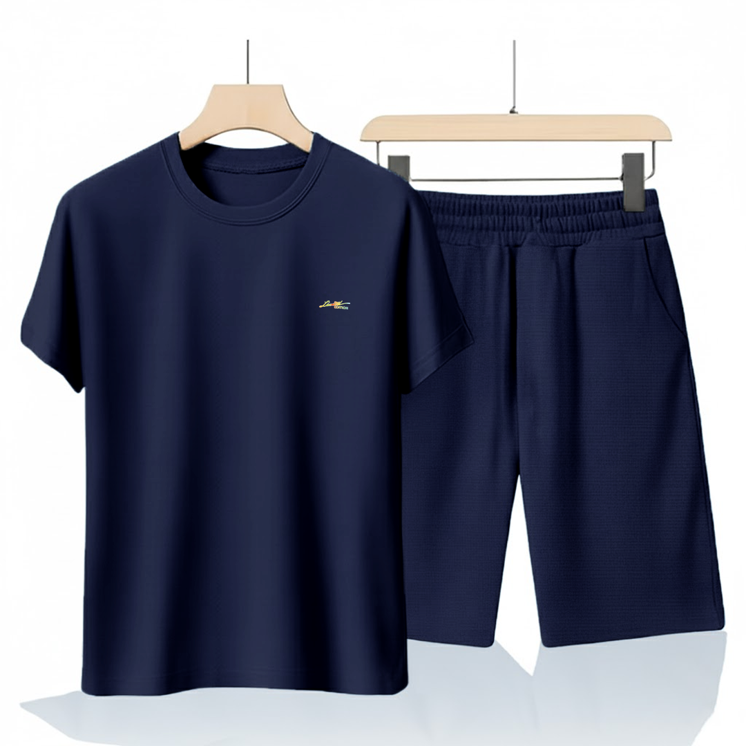 Dark Blue Cotton Co-Ord Set (Tshirt+Short) | NS-26
