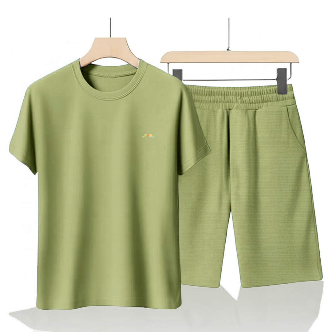 Army Green Cotton Co-Ord Set (Tshirt+Short) | NS-32