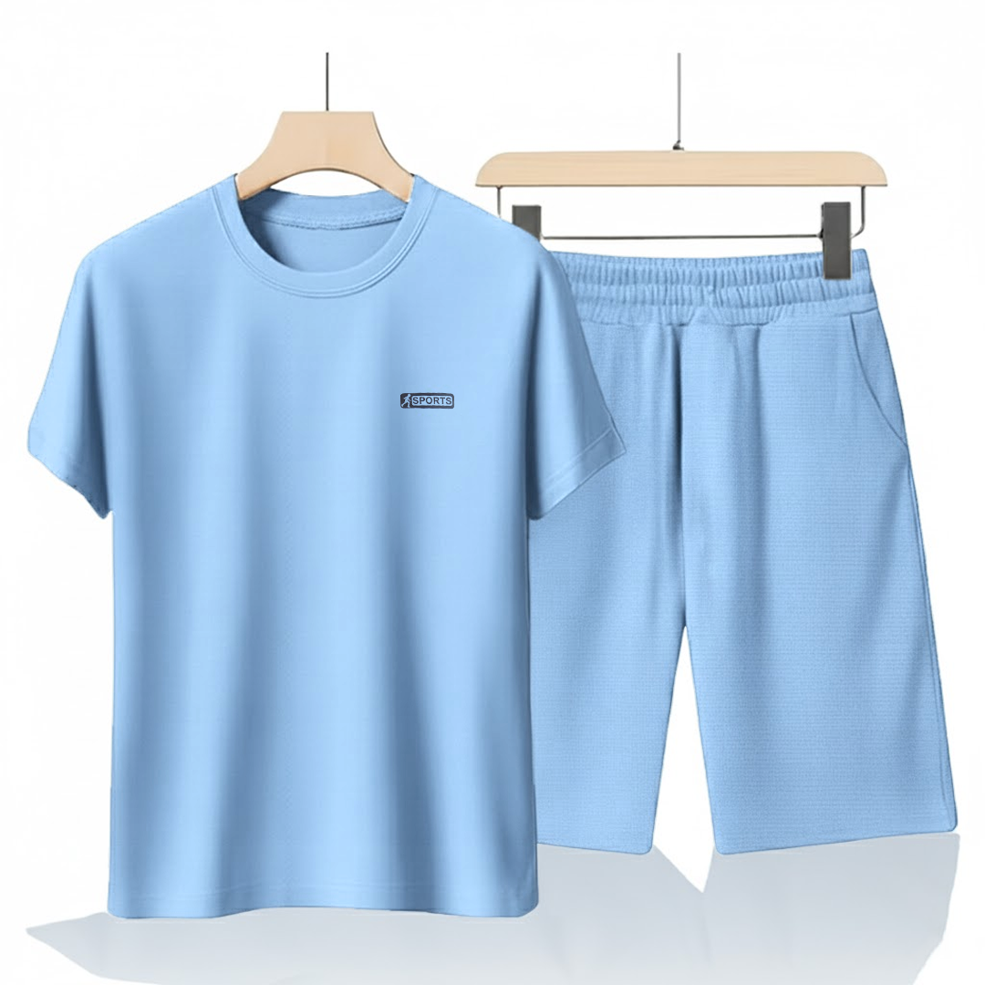 Light Blue Cotton Co-Ord Set (Tshirt+Short) | NS-34