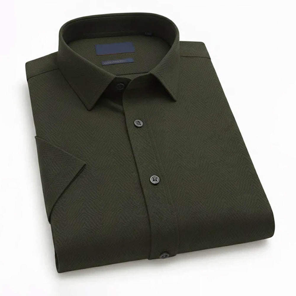 Men Mehndi Green Plain Textured Shirt - SHS-139