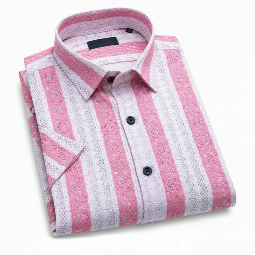 Men Pink Net Shirt - UHSS-5