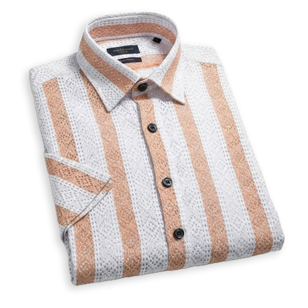 Men Orange Net Shirt - UHSS-6