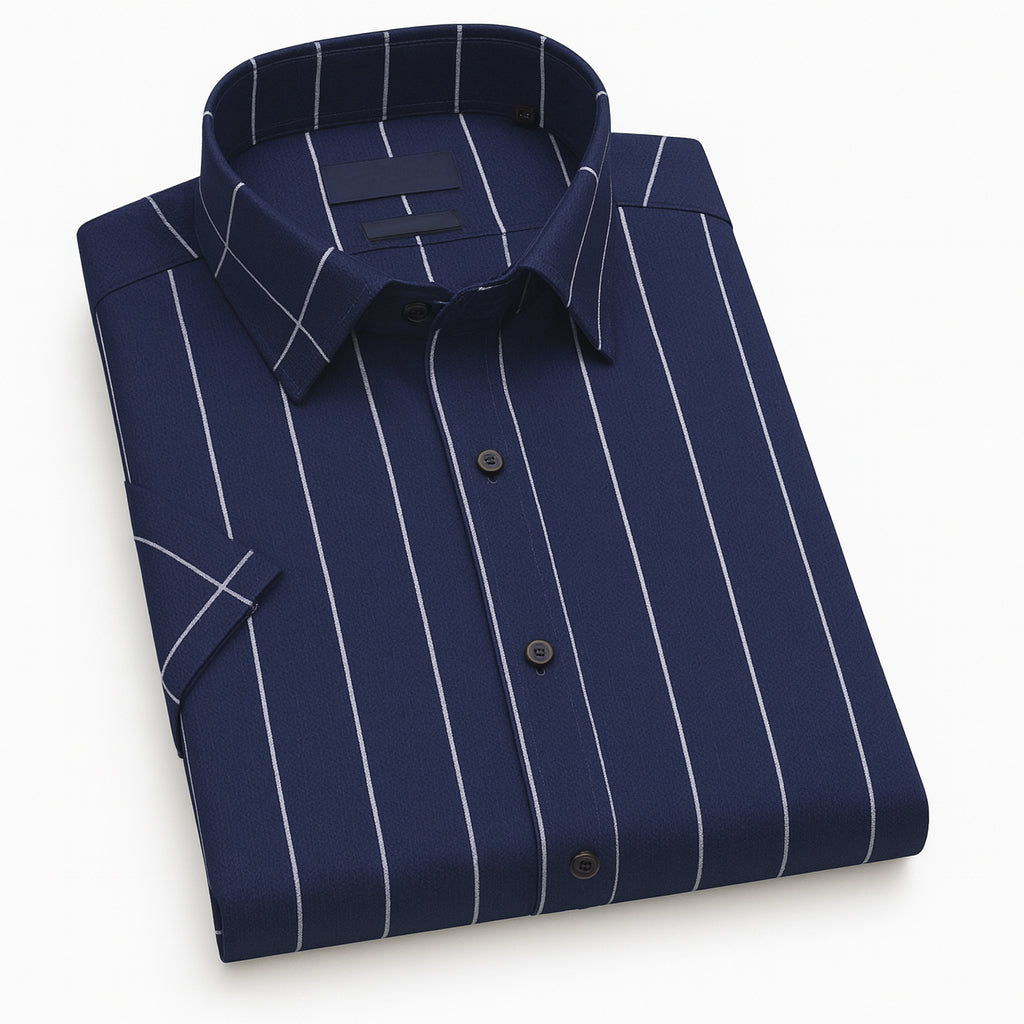 Men Blue Stripe Shirt - UHSS-156