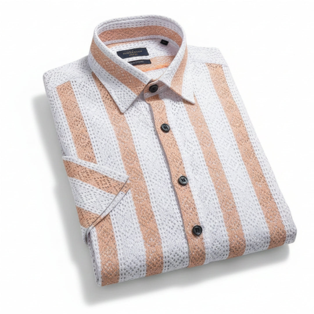 Men Orange Net Shirt - UHSS-6