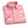 Pink Shirt with Leaf Print Half Sleeve Shirt (SKU-P-501)