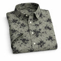 Green Shirt with Black Floral Print Half Sleeve Shirt (SKU-P-502)